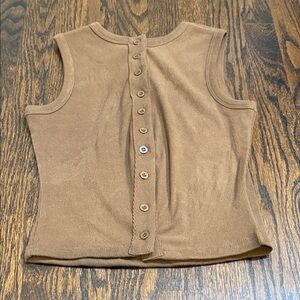 Sleeveless Brown Button-Up Top size small